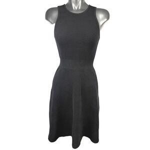 CLAUDIE PIERLOT Ribbed Knit Fit & Flare Black Dress w/ Back‎ Zip Detail Size 2